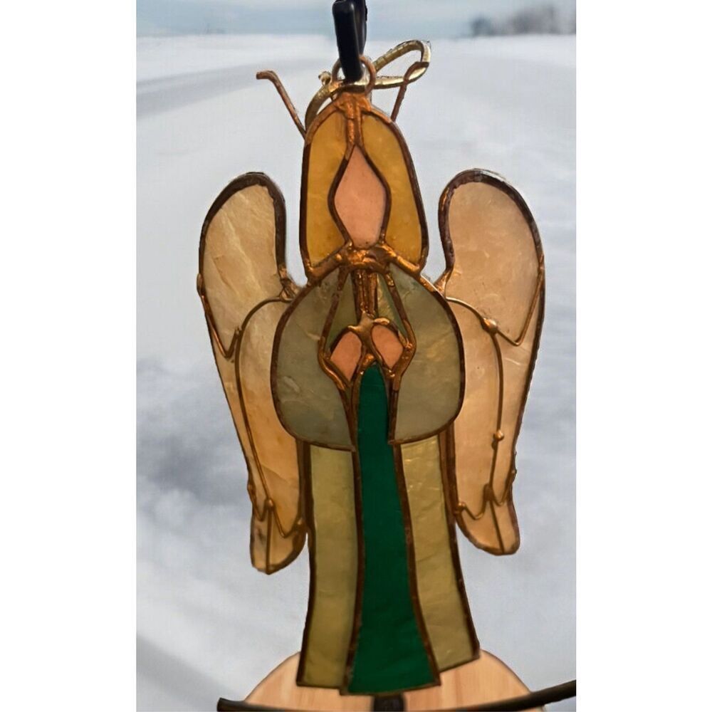 First Communion Religious Stained Glass Angel Ornament Sun Catcher‎ 6" Tall